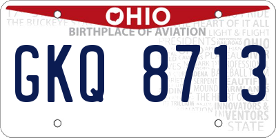 OH license plate GKQ8713