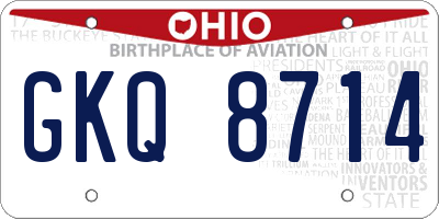 OH license plate GKQ8714