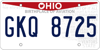 OH license plate GKQ8725