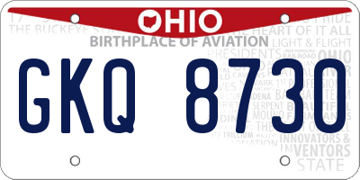 OH license plate GKQ8730