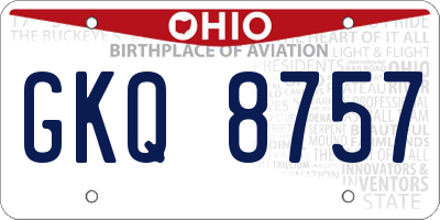 OH license plate GKQ8757