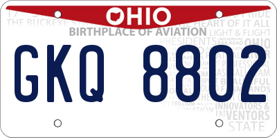 OH license plate GKQ8802