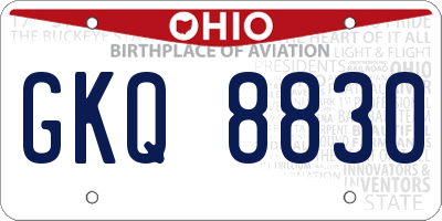OH license plate GKQ8830