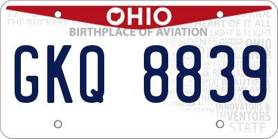 OH license plate GKQ8839