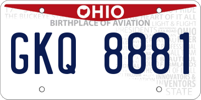 OH license plate GKQ8881