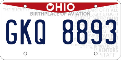 OH license plate GKQ8893