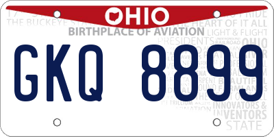 OH license plate GKQ8899