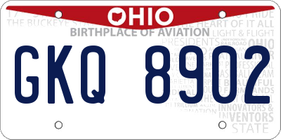 OH license plate GKQ8902