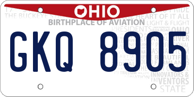 OH license plate GKQ8905
