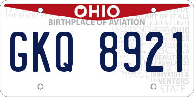 OH license plate GKQ8921
