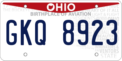 OH license plate GKQ8923