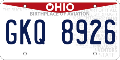 OH license plate GKQ8926