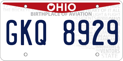 OH license plate GKQ8929