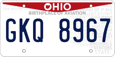 OH license plate GKQ8967