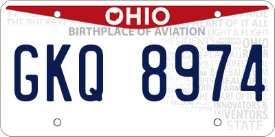 OH license plate GKQ8974