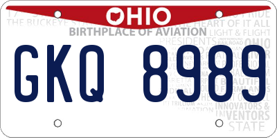OH license plate GKQ8989