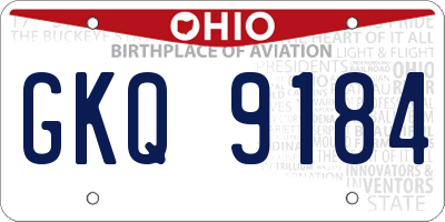 OH license plate GKQ9184