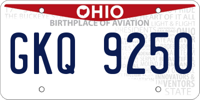 OH license plate GKQ9250