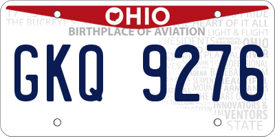 OH license plate GKQ9276