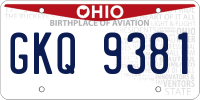 OH license plate GKQ9381