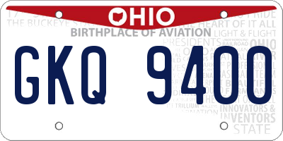OH license plate GKQ9400