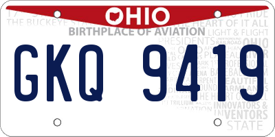 OH license plate GKQ9419