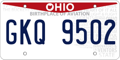 OH license plate GKQ9502