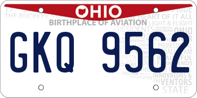 OH license plate GKQ9562