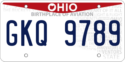 OH license plate GKQ9789