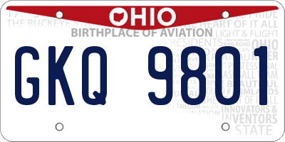 OH license plate GKQ9801