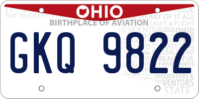 OH license plate GKQ9822