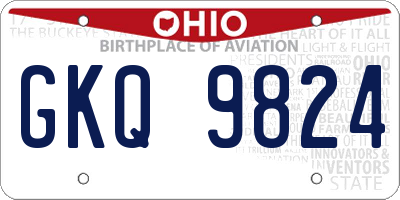 OH license plate GKQ9824