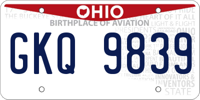 OH license plate GKQ9839