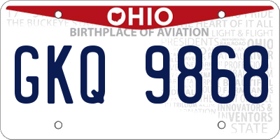 OH license plate GKQ9868