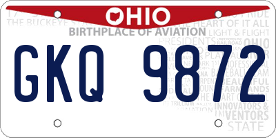 OH license plate GKQ9872