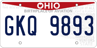 OH license plate GKQ9893