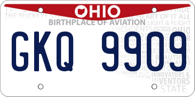 OH license plate GKQ9909
