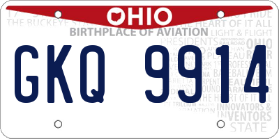 OH license plate GKQ9914