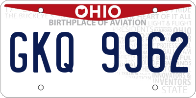 OH license plate GKQ9962