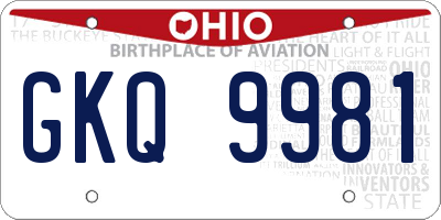 OH license plate GKQ9981
