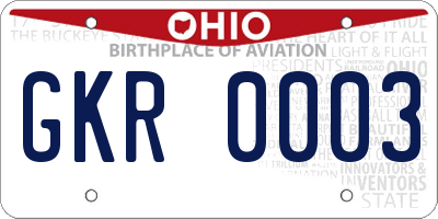 OH license plate GKR0003
