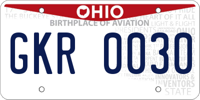 OH license plate GKR0030