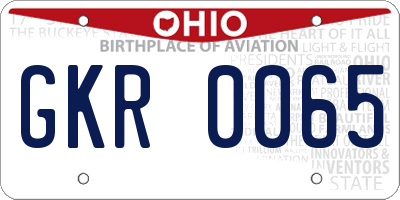 OH license plate GKR0065