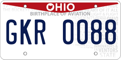 OH license plate GKR0088