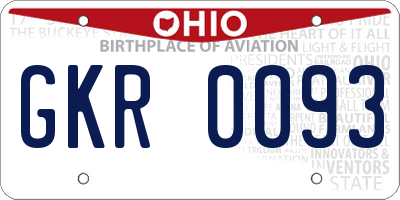 OH license plate GKR0093