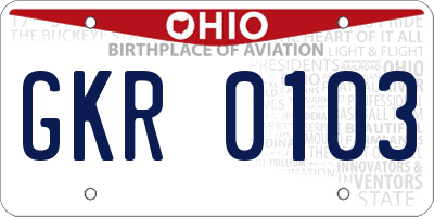 OH license plate GKR0103
