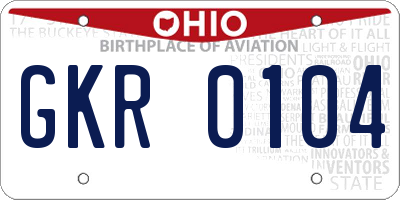 OH license plate GKR0104