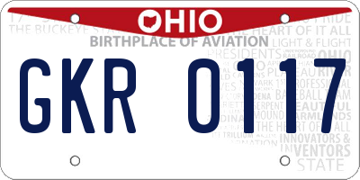 OH license plate GKR0117