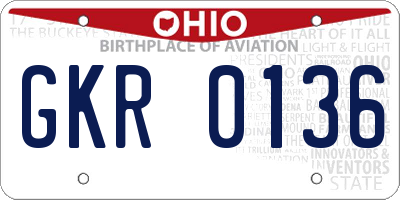 OH license plate GKR0136