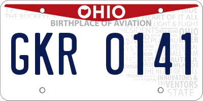 OH license plate GKR0141